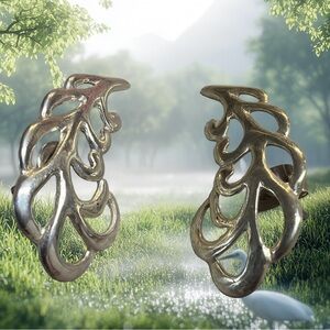 Elegant Leaf Design Silver Earrings